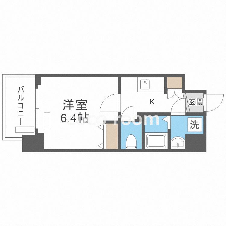 ジアコスモ九条シエル(1K/2階)の間取り写真
