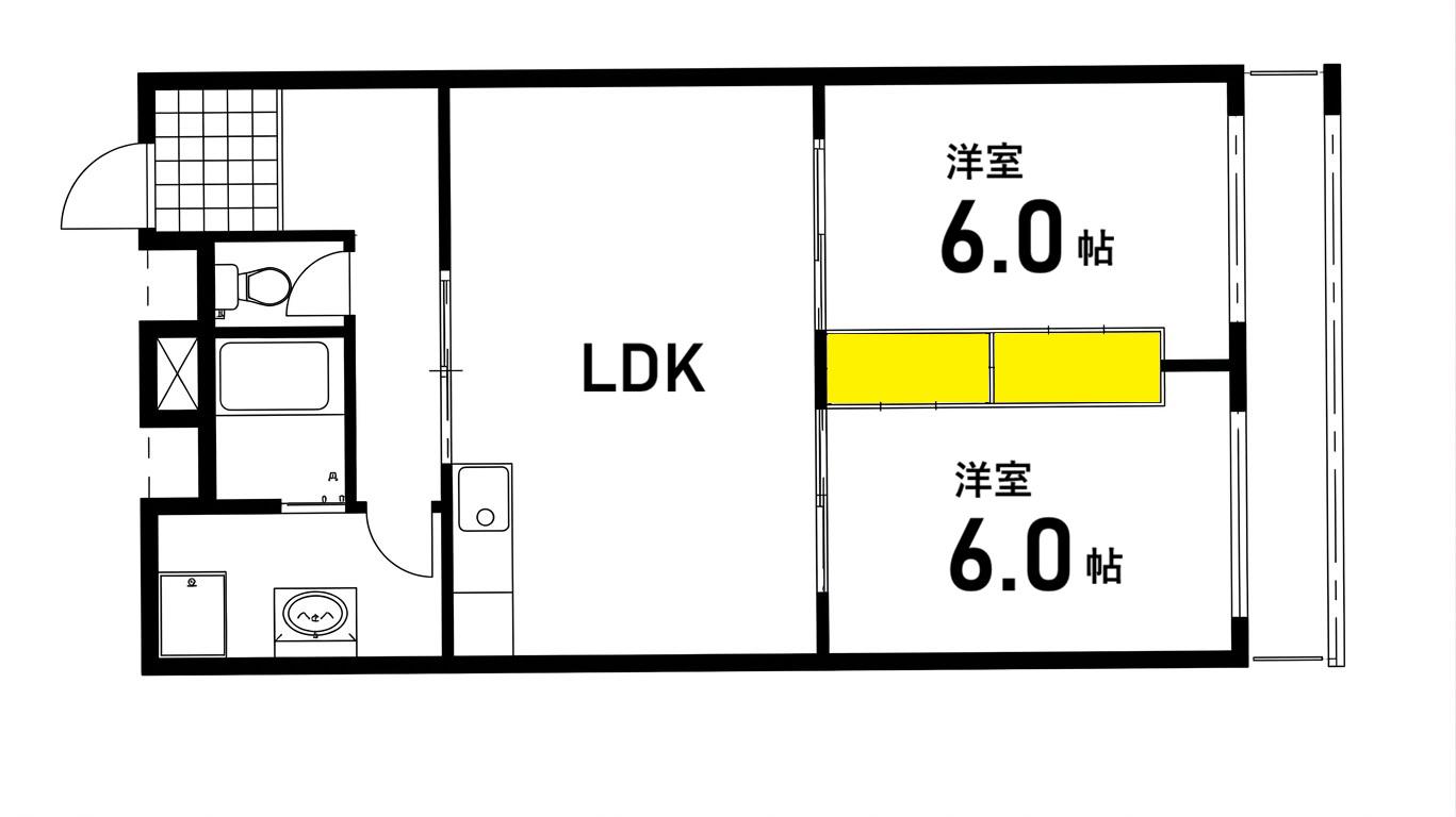 出島ビル(2LDK/9階)の間取り写真