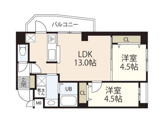 セントヒルズ西旭町(2LDK/4階)の間取り写真