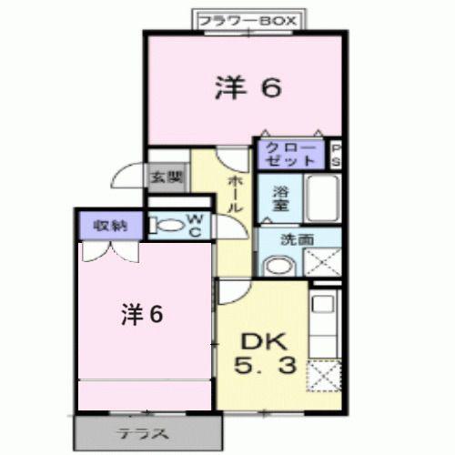 サニーヒルズA(2DK/1階)の間取り写真