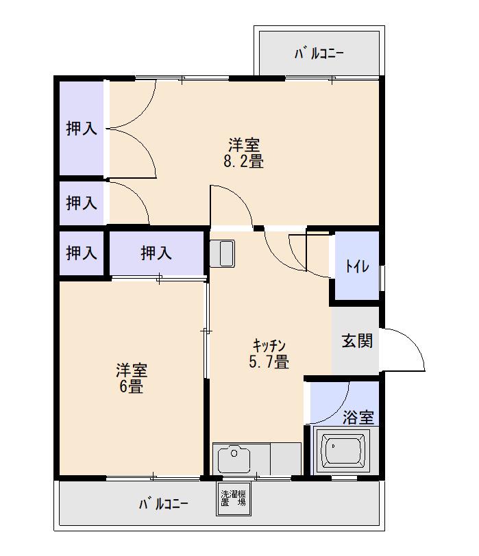 アリュール荘園(2DK/4階)の間取り写真