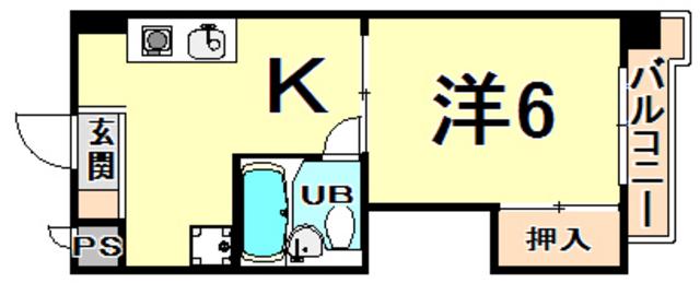 クレストJ伊丹(1DK/7階)の間取り写真