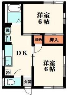 ハイコーポ和名ヶ谷B棟(2DK/1階)の間取り写真