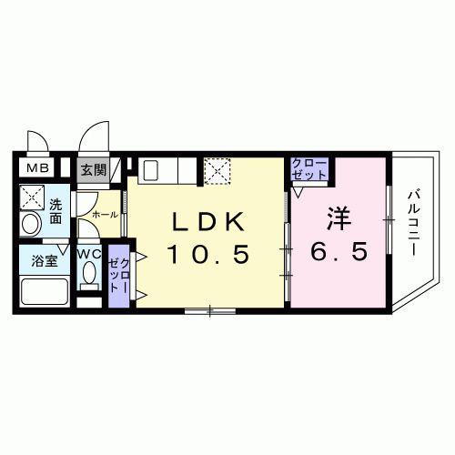 高祖 III(1LDK/2階)の間取り写真