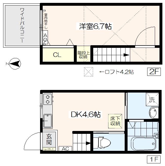 プリマヴェーラ(1DK/1階)の間取り写真