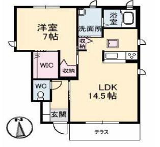 グレースコート(1LDK/1階)の間取り写真