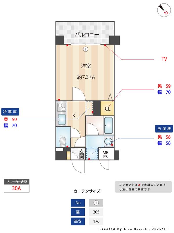 レジディア高宮(1K/2階)の間取り写真