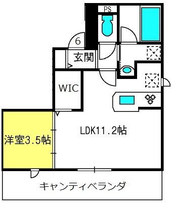LIBERTY(1LDK/2階)の間取り写真