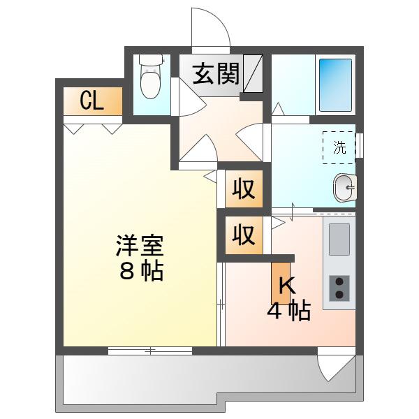 ラフィーネ大供(1K/2階)の間取り写真
