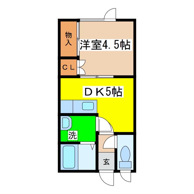 マンションエトピリカ(1DK/2階)の間取り写真