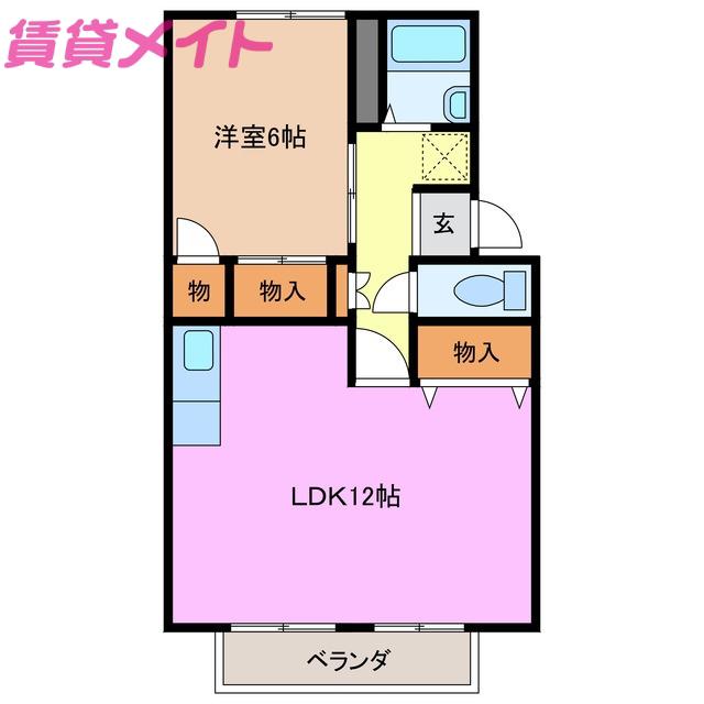 ミルキーハウス(1LDK/2階)の間取り写真