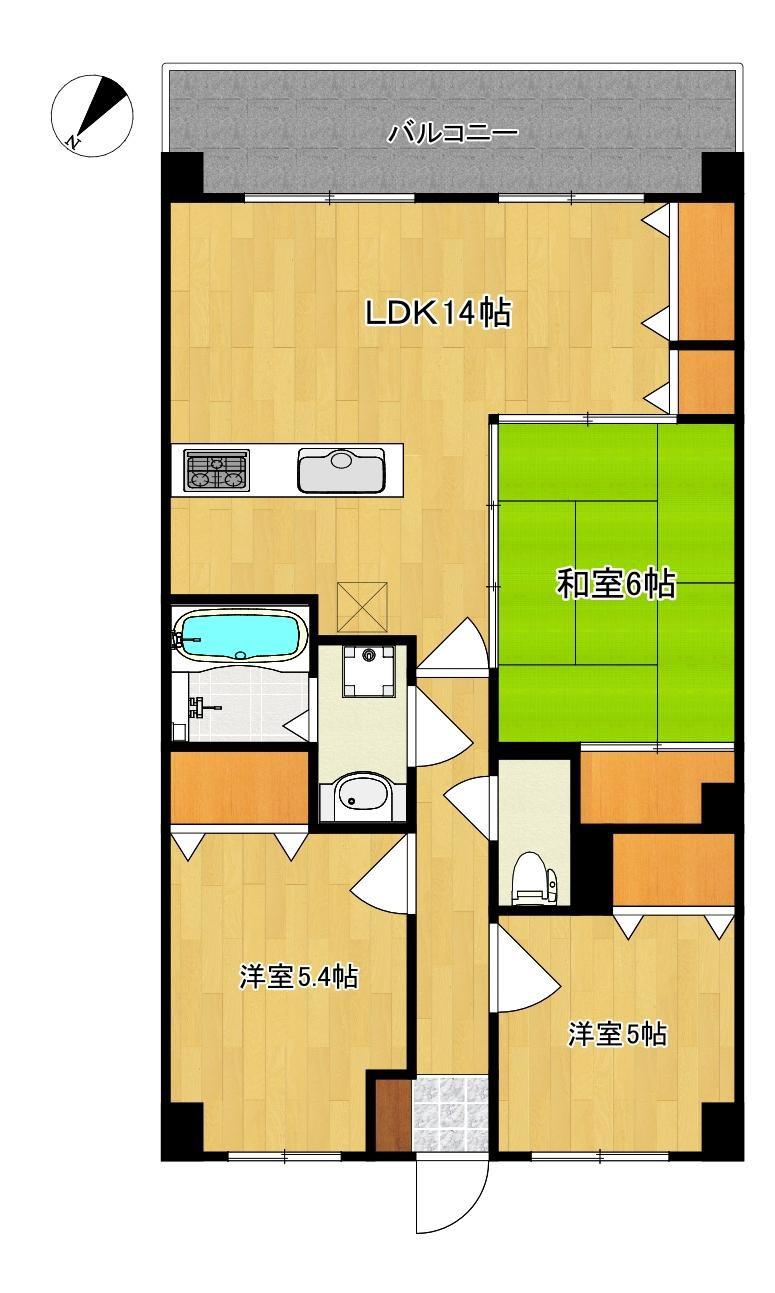 三愛シティライフ香椎(3LDK/4階)の間取り写真