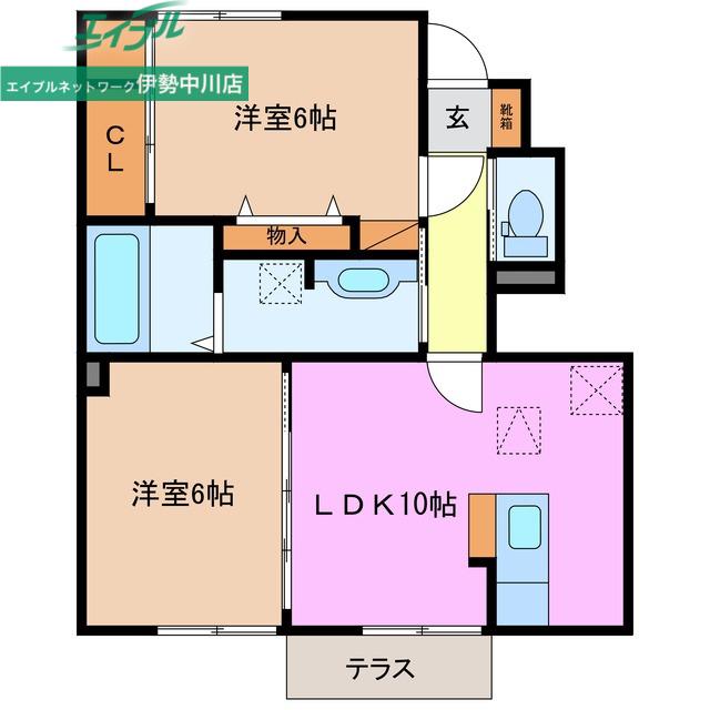 プリムローズ(2LDK/1階)の間取り写真