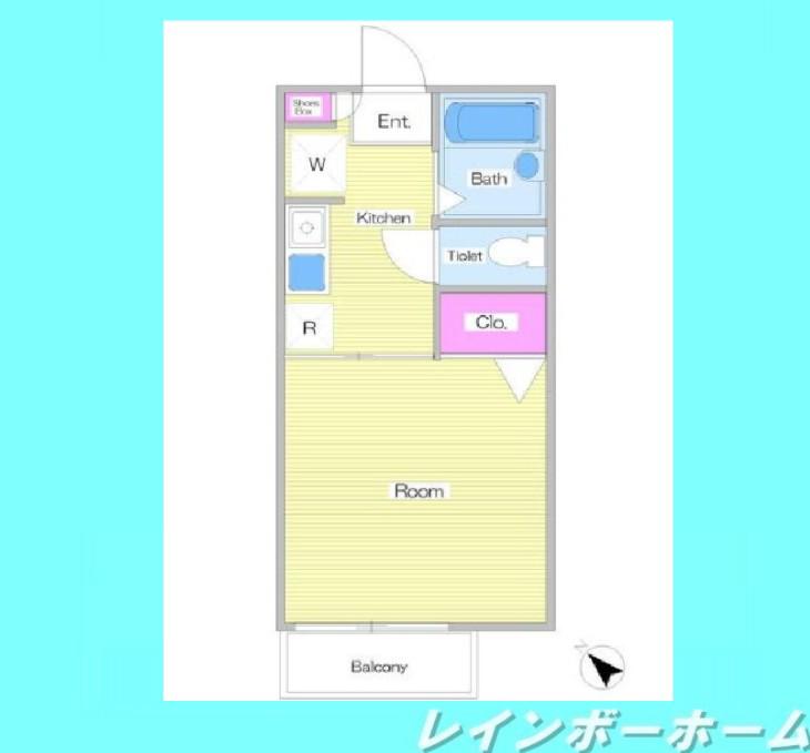 エクセル安L棟(1K/2階)の間取り写真
