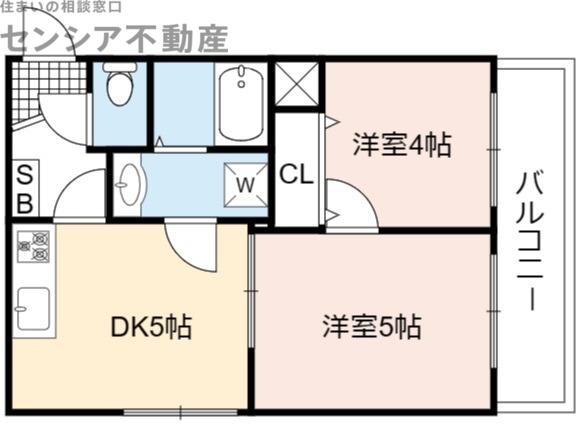 深江大発マンション(2DK/1階)の間取り写真