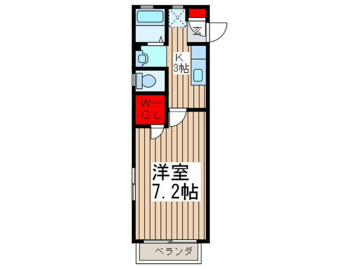 プリームスI(1K/2階)の間取り写真