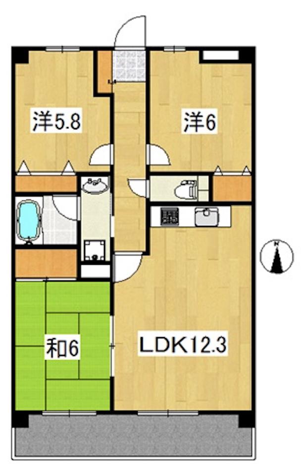 ベルウッド2番館(3LDK/2階)の間取り写真