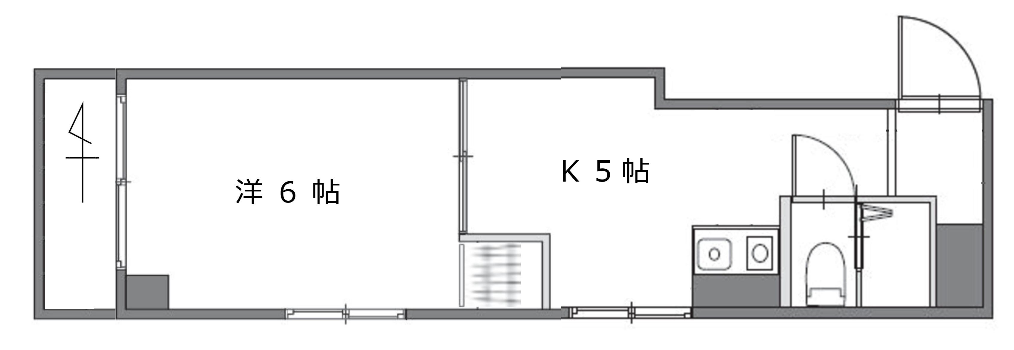 清和十日市(1K/5階)の間取り写真