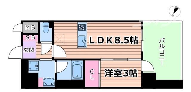 J.GRAN COURT京町堀(1LDK/11階)の間取り写真