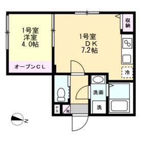 ベイルームプレミア横浜鴨居(1DK/2階)の間取り写真