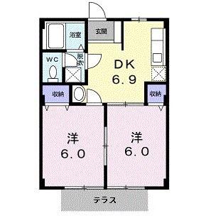 メゾンみさき(2DK/1階)の間取り写真