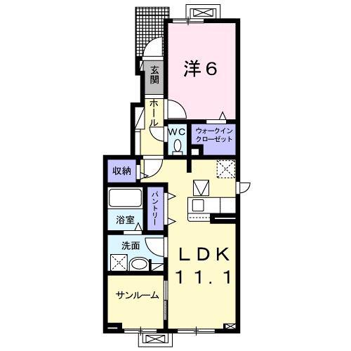 アプローチI(1LDK/1階)の間取り写真
