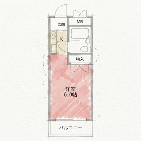 アドバンス上砂(1K/3階)の間取り写真
