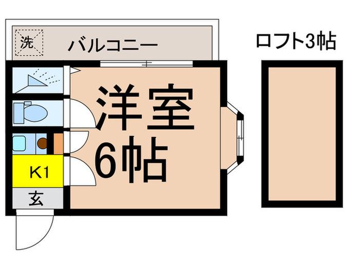 ライフピアライン(1K/2階)の間取り写真