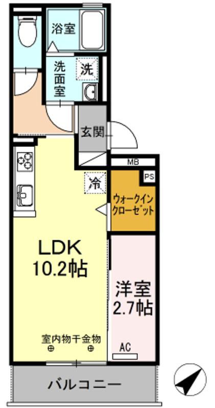 アンセム(ワンルーム/2階)の間取り写真