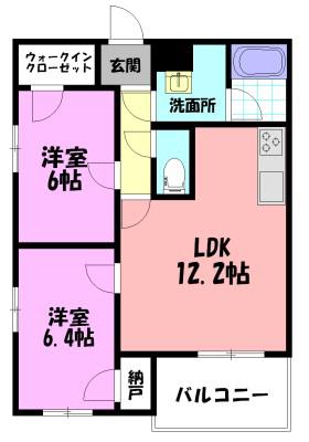 ラルジュテール(2LDK/4階)の間取り写真