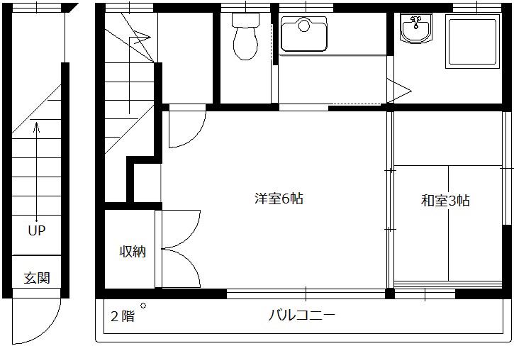 田中ハウス(2K/2階)の間取り写真
