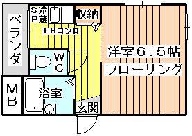 パークハイツ中倉(1K/2階)の間取り写真