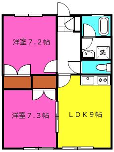 ライオンズハイツ1号館(2LDK/2階)の間取り写真