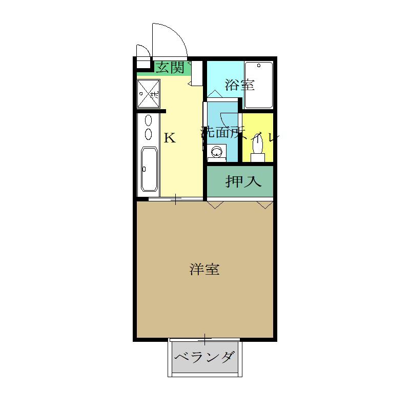 ラピュータ B(1K/1階)の間取り写真