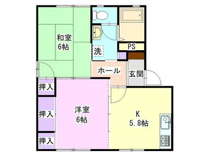 ホワイトナイツB 101(2K/1階)の間取り写真