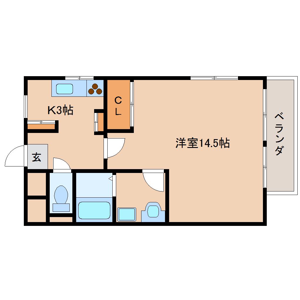 オルボス壱分(1LDK/1階)の間取り写真