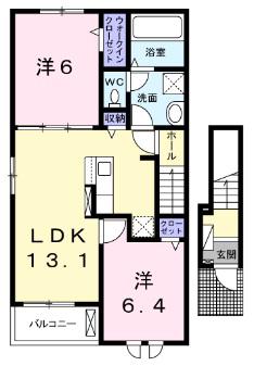 ルミエール・秀(2LDK/2階)の間取り写真