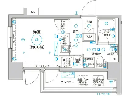 LEA横濱サウスステージ(1K/5階)の間取り写真