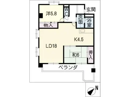 ユニーブル西里マンション304(2LDK/3階)の間取り写真