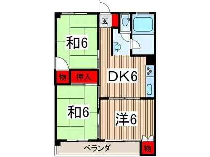 蓮見マンション(3DK/4階)の間取り写真