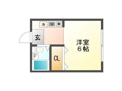 パームハイツ(1K/2階)の間取り写真