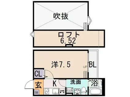 PUROSUPERE弥栄(1K/1階)の間取り写真