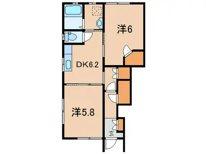 テラスハウスM&G(2DK/1階)の間取り写真