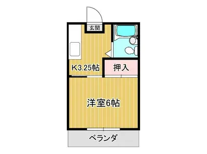 ハイツ川添(1K/1階)の間取り写真