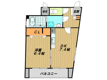 イルマーレ須磨(1DK/4階)の間取り写真