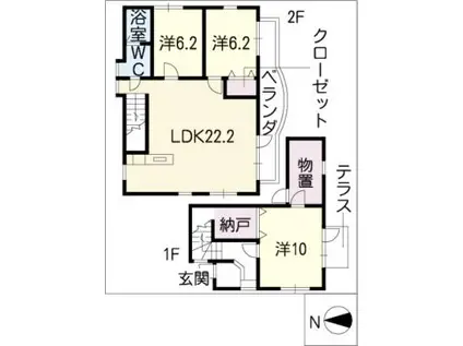 茜部中島マンション(3LDK/2階)の間取り写真