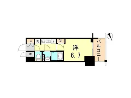 プレサンス THE神戸(1K/4階)の間取り写真