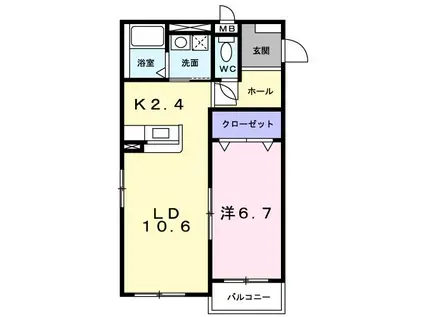 CASATOKITOU(1LDK/2階)の間取り写真