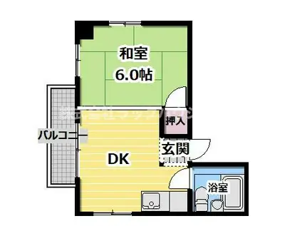 栄光ビル(1DK/2階)の間取り写真