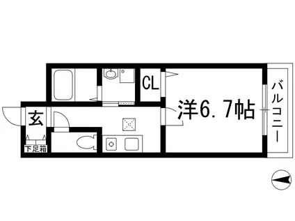 グラン・リーオ北伊丹Ⅱ(1K/1階)の間取り写真